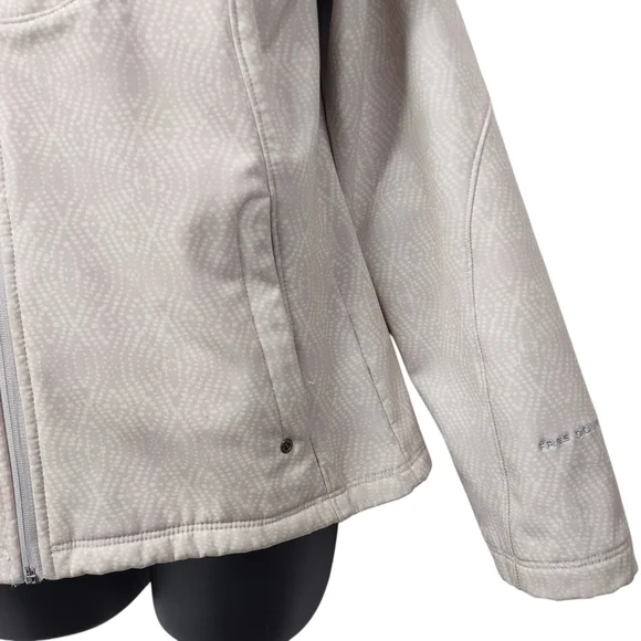 Free Country Women's Hooded Beige Gray Pattern Full Zip Fleece Lined Pockets S - Picture 5 of 7